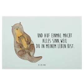 Mr. & Mrs. Panda Medium Glass Chopping Board Otter with Child - Otter Sea Otter, Fish Otter, Birth, Sea Otter, Mum, Glass Chopping Board, Saying, Breakfast Board, Chopping Board, Splash Guard