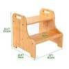 Bamboo 2 Step Stool with Non-Slip Step Treads and 2