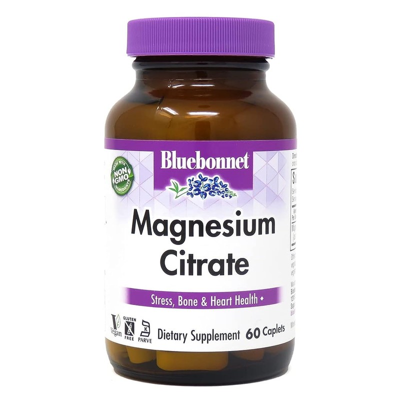Bluebonnet -Citrato de Magnesio - 60 Cápsulas - Sin Gluten