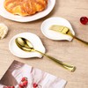 8 Pcs Ceramic Spoon Rest, White, 3.8 x 3.4 x
