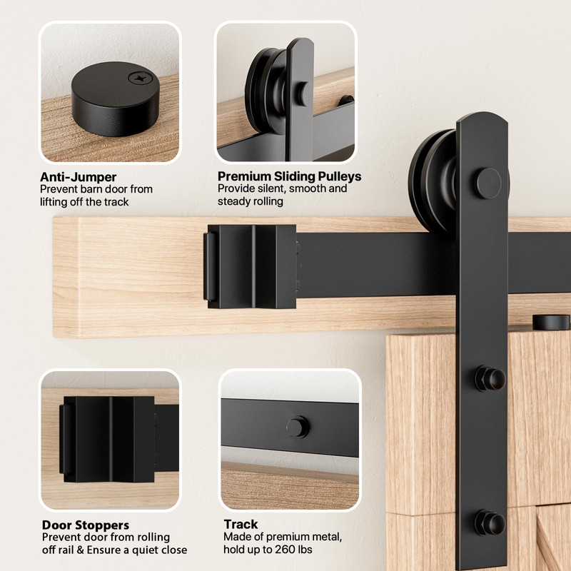 Signstek 5FT Sliding Barn Door Hardware Kit Heavy Duty with