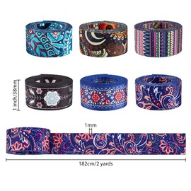SUPERFINDINGS 6 Styles 2 Yards Polyester Jacquard Tape Ethnic Style Double-Sided Floral Fabric Trim Thick Tyrolean Tape for Sewing Bag Straps Belts 38 mm Wide