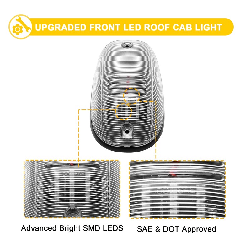 R&F Auto LED Cab Lights 5Pcs Clear Lens Cab Roof
