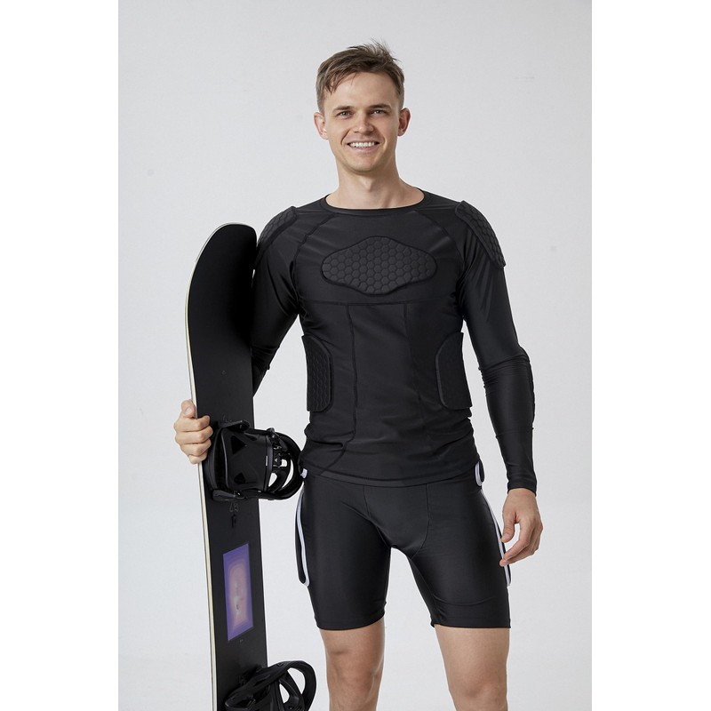 Topeter Adult Compression Padded Shirt Protective T-Shirt Rib Chest Back