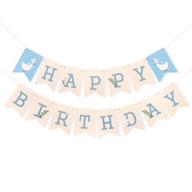 Blue Goose Happy Birthday Banner - Boys Birthday Party Decorations, Animal Theme Party Banner, Vintage Goose Birthday Decorated Photo Props