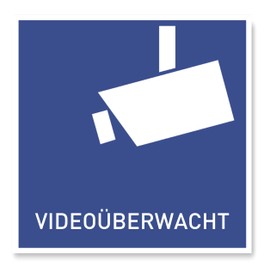 11 x Sticker Video Surveillance DSGVO (10 x 10 cm) - DIN Sticker as Upstream Warning - Attention Video Surveillance - Back Slotted (Blue)