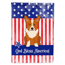 Caroline's Treasures BB3095CHF Patriotic USA Corgi House Flag Large Porch Sleeve Pole Decorative Outside Yard Banner Artwork Wall Hanging, Polyester, House Size, Multicolor