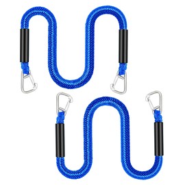 Dock Ropes with Stainless Steel Clip to Tie Up Boat to Dock Pack of 2(4FT) Blue