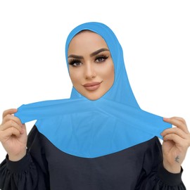 Suillty Hiyab musulmán de moda para mujer, cierre instantáneo, hiyab interior, cubierta completa, bufanda, turbante de Islam, Azul-cielo, Talla única
