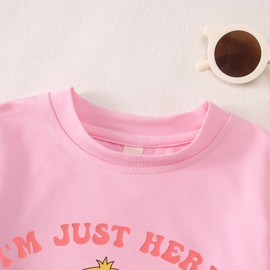 GLIGLITTR Toddler Boys Girl Easter Shirt Im Just Here Chicks Tshirt Happy Easter Egg Hunt Chick Outfits Baby Chicken Tee Tops(Pink,3-4T)