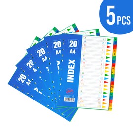 WENLISELL 5 Pack A4 Dividers for Lever Arch Files, A-Z Part File Dividers for Ring Binders, Coloured Plastic Alphabetical Subject Paper Dividers a4 with 11 Holes for Office School Index Dividers