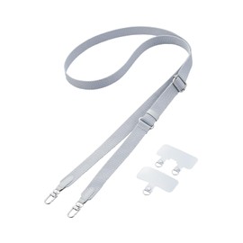 Elecom P-STSDH2FGYL Smartphone Shoulder Strap, Shoulder Strap, Includes 2 Types of Strap Holders, Flat