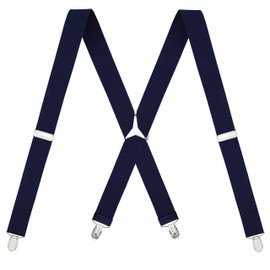 Tirantes ajustables X-Back de 1,4 pulgadas de ancho con 4 clips para hombre, Marino, Large