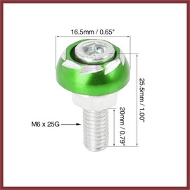 HEROFFIX 4pcs 6mm Metal Motorcycle License Plate Frame Bolt Screw Fastener Green Replace Parts