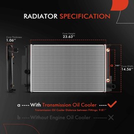 A-Premium Engine Coolant Radiator Assembly with Transmission Oil Cooler Compatible with Scion xB 2008 2009 2010 2011 2012 2013 2014 2015, L4 2.4L, Automatic Trans., Replace# 13001