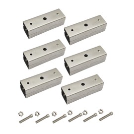 6 Pcs 1.18" Slip Square Tube Coupler, Straight Line Square Tube Connector for Fence Rail, Stainless Steel