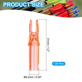 MECCANIXITY Archery Arrow Nocks Plastic Carbon Arrow Inserts .244"/6.2mm for DIY Hunting Shooting Compound Recurve Bow(Transparent Orange, Pack of 30)