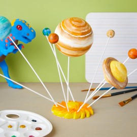 22 Piece 3D Solar System Model Kit for Kids Crafts, Outer Space Science Projects, White Polystyrene Foam Balls for Painting and Coloring, Spheres and Dowels Included
