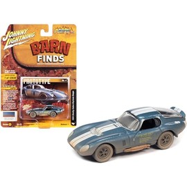 Johnny Lightning 1964 Shelby Cobra Daytona Coupe Viking Blue Met w/White Stripes Weathered Ltd Ed to 12834 pcs 1/64 Diecast Model JLSF023-JLSP231 A