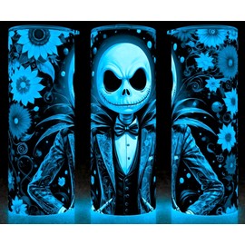 Glow in the Dark Jack Skellington Floral Street Art Floral Cup Mug Tumbler