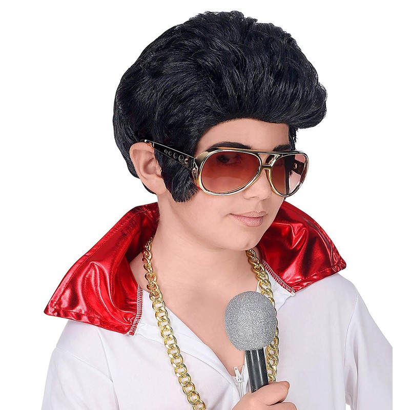 Widmann 46928 - Kinderperücke King of Rock 'n Roll, schwarz,