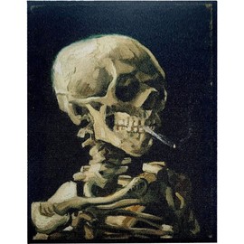 Pinsanity Vincent Van Gogh - Parche termoadhesivo de calavera de un esqueleto con cigarrillo ardiente