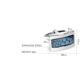 Classic Handmade Stainless Steel Cufflinks Jewellery for Men (Blue Dark)