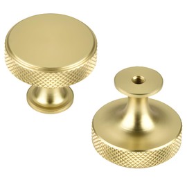 CYILIUEN 6 Pcs Aluminum Alloy Cabinet Knobs Round Drawer Knob with Screws Gasket and Screwdriver for Wardrobes, Kitchen, Furniture, Gold