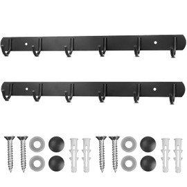 Perchero Pared,Perchero De Acero Inoxidable Negro 2 Unidades,6 Ganchos De Pared,Con Tornillos,Se Puede Colgar En Puertas, BañOs, Cocinas, Dormitorios.Adecuado Para Abrigos, Sombreros, Ropa