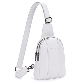 HKCLUF 4059 Crossbody Sling Bag For Women Vegan Leather Crossbody Fanny Packs Fashion Chest Bag with Adjustable Strap Perfect for Back to School:_White
