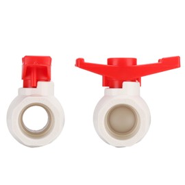 3/4 Inch PVC Ball Valve with Red T-Handle, PVC Water Shut-off Valves Fitting for Garden Use