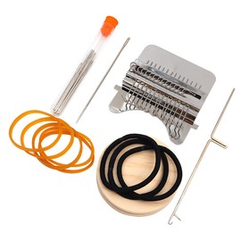 POFET Mini Loom Machine Wooden Darning Tool Creative DIY Craft Weaving Repair Tool for Jeans Socks Clothes (14 Hooks)