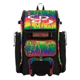 Boombah Catchers Superpack Hybrid Rolling Bat Bag - Lava Multicolor - Wheeled & Backpack Version