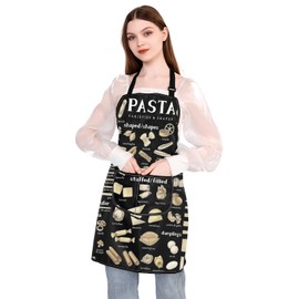PLITI Pasta Chef Apron Italian Pasta Lovers Gift Spaghetti Gift Pasta Molds Theme Gift Pasta Variants and Shapes Guide, pasta mold apron