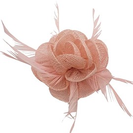 Topkids Accessories Fascinator Hair Clip Fascinator Flower Hair Clip Fabric Flower Clip Wedding Fascinator Wedding Corsage Flower Fascinator On Clip & Brooch Pin For Women, Ladies, Girls (Nude), 1