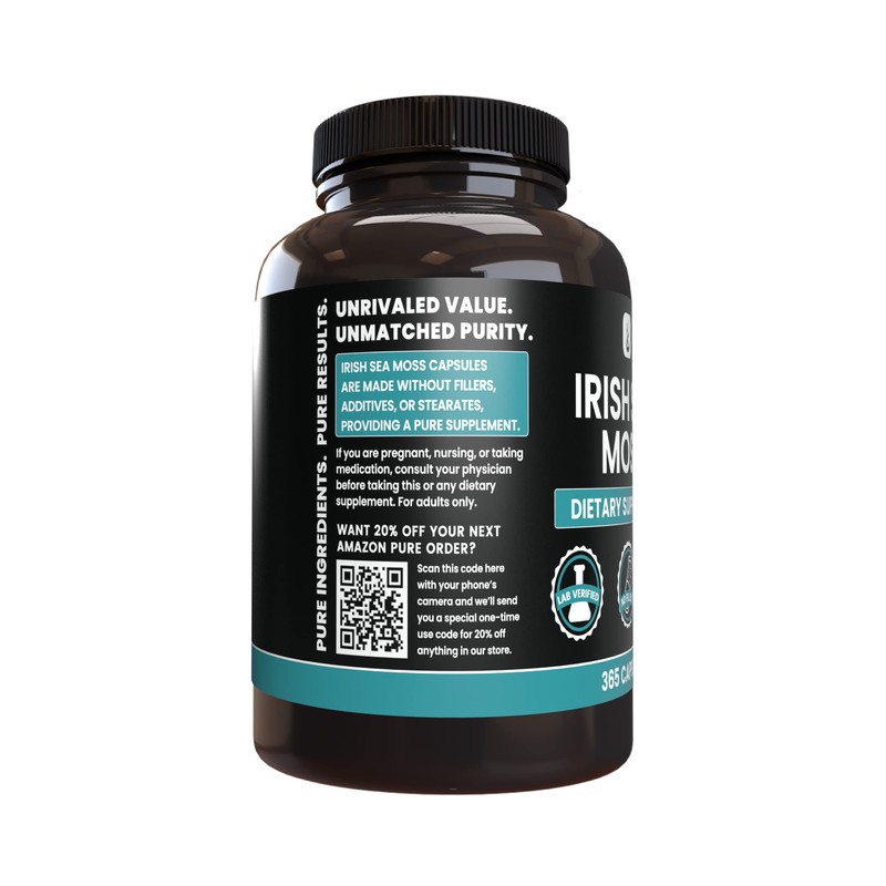 PURE ORIGINAL INGREDIENTS Irish Sea Moss (365 Capsules) Always Pure,