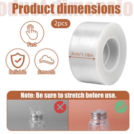 2 Pcs Mini Stretch Wrap Moving Wrapping Plastic Roll 1.57in X 1000ft Plastic Shrink Wraps Roll Heavy Duty Stretch Film Packing Wrap for Bottles Cans Seal Packing