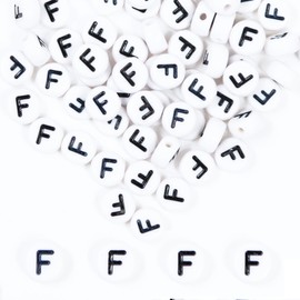 MiuCo Pack of 500 Letter Beads F for Bracelets, Round Letter Beads for Threading, Alphabet Beads Set, Letter Beads Craft Set for Bracelet, Hairband, Jewellery Crafts