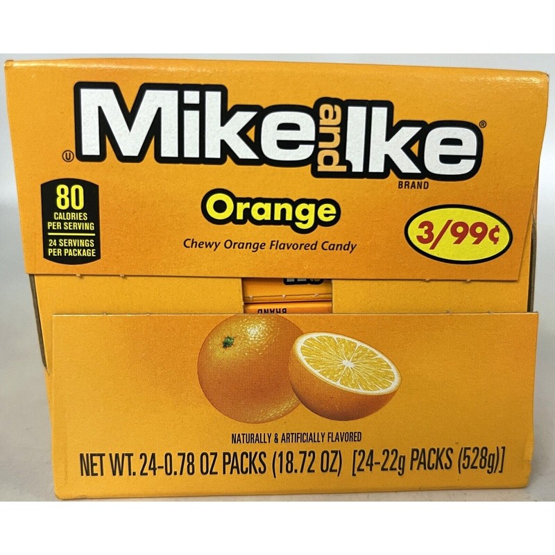 Mike and Ike Orange Flavored Chewy Candy Box 24 Count