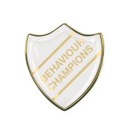 Behaviour Champions Gel Domed White School Shield Badge