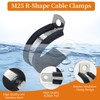 22 PCS Stainless Steel Rubber Cushioned R Shape Clamps,Cable Mounting