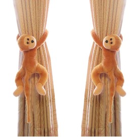 1 Pair Curtain Tiebacks Hook Monkey Curtain Clips Rope Animal Curtain Accessories Holder Curtain Holdback Decorative Tieback Hook Toy for Children's Bedroom Living Room Home Office Window Office
