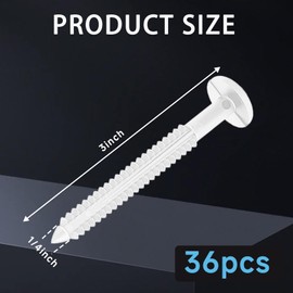 SUNDISS 36 Pcs 3 Inch Vinyl Shutter Fastener Window Panel Peg Lok Pin Pegs Screws Shutter Spikes Anchor for Installing Decorative Exterior Vinyl Shutters (White)