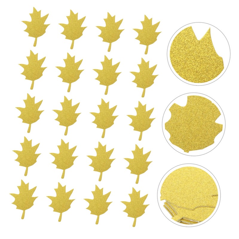 STOBOK 20pcs Glitter Maple Leaf Paper Cutouts for Fall Decor