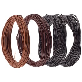 CALFOVERA 4 Colors 1MM Cowhide Leather String Lace Cord for Jewelry Making 21.87 Yards Round Thin Genuine Real Leather Cording Rope Braiding Strip Thread for Crafting Necklace Bracelets Wraps Beading