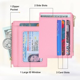Sodsay Sodsay RFID Wallet Women Card Case Slim Front Pocket Wallet for Women Credit Card Holder with Keychain(CH Pink)