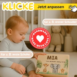 DEschenk Baby Memory Box - Gift for Birth, Baby Memory Box in Various Sizes (Safari, No Personalisation)