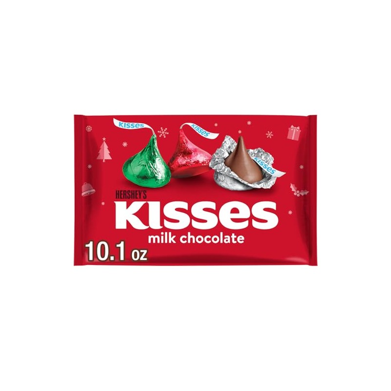 HERSHEY'S KISSES Milk Chocolate, Christmas Candy Bag, 10.1 oz