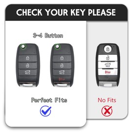 WORCAS - Funda protectora de TPU para llave inteligente compatible con Kia Sorento Sportage Rio Soul Forte Optima Carens Picanto 4 botones sin llave, accesorio remoto de entrada (color dorado y negro)