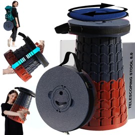 ALEVMOOM 19.7" Collapsible Stool Telescoping Stool with Cushion, Retractable Folding Stool for Adults Outdoor Camping Fishing, Wider & Taller Pop Up Seat Width 11.8" Max Load 1000 lbs